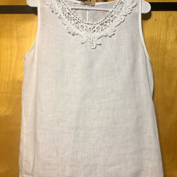 Alessia Pacini White Linen Sleeveless Top in Size Small - Picture 3 of 6